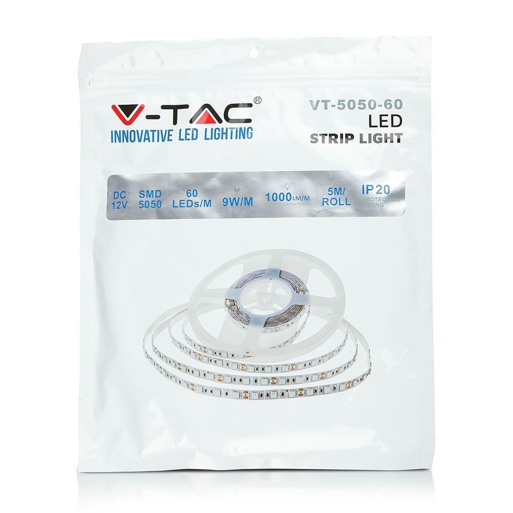 V-Tac 10,8W/m RGB+NW LED-strips - 5m, 60 LED pr. meter, 900lm/m
