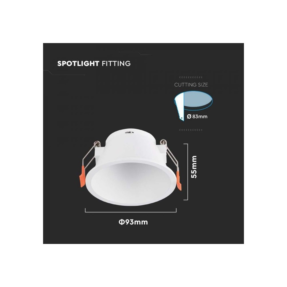 Hvid downlight uden blænding, Ø9,3 cm, MR16 eller GU10 fatning