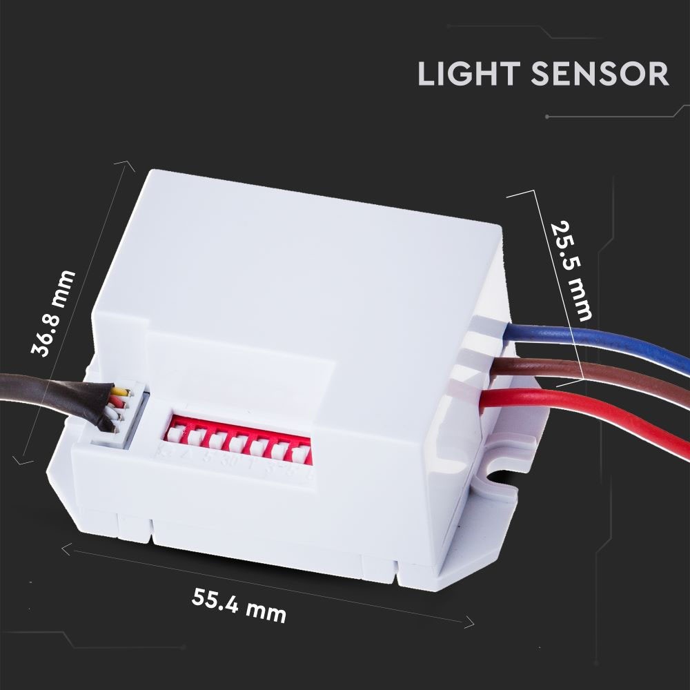 Infrarød Lyssensor med IP65 beskyttelse og maksimal kapacitet på 400W LED.