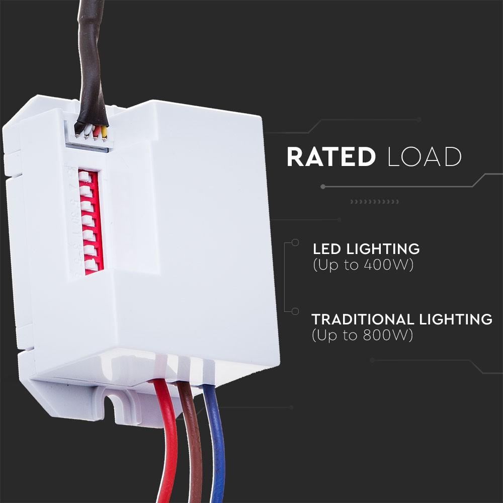 Infrarød Lyssensor med IP65 beskyttelse og maksimal kapacitet på 400W LED.