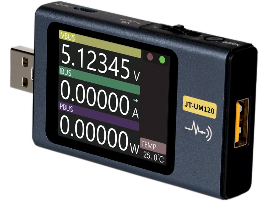 JT-UM120 USB multimeter - USB-A, USB-C (PD)