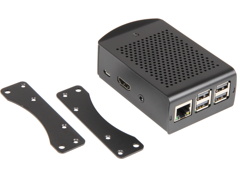 Raspberry Pi 3B/3B+ Alu. Case with brackets, Black
