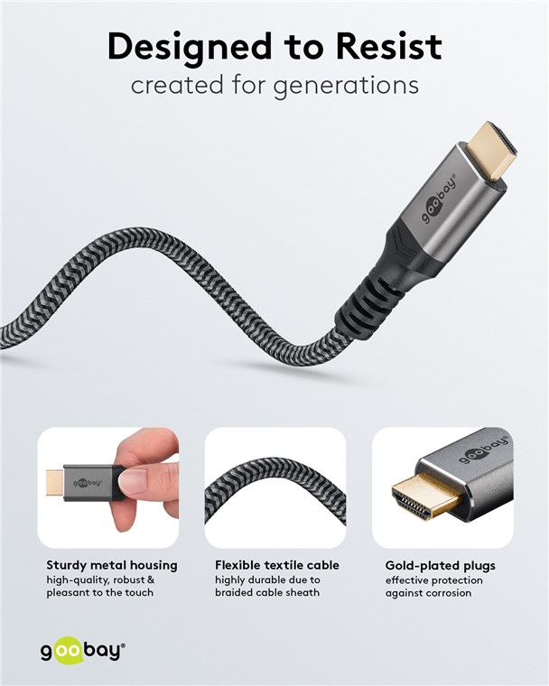 DisplayPort til HDMI Kabel - Tekstil-forstærket, 4K (1m)