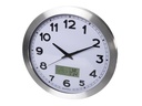 Analog vægur m. LCD display - Termo- og hygrometer, Ø35cm