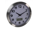 Analog vægur m. LCD display - Termo- og hygrometer, Ø35cm