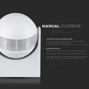 Hvid Infrarød Bevægelsessensor med Manuel Override og IP44 Rating - Maks. 300W LED