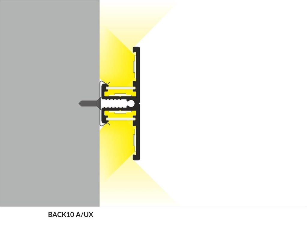 DIOFLEX Alu profil BACK10 A/UX 2m 40x13,5mm