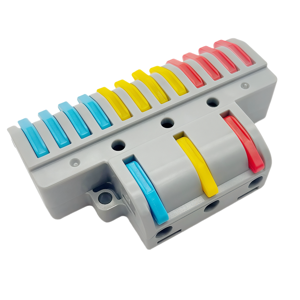 Skrueløs samlemuffe - 3 til 12, 250V, 32A - Elektrisk samlemuffe til sikker og nem tilslutning af ledninger med kapacitet fra 3 til 12 ledninger. Ideel til 250V og 32A strømstyrker.