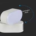 V-Tac 6W LED Hvid Væglampe - Oval, Roterbar 350 Grader, IP65 Udendørs, 230V, Inkl. Lyskilde