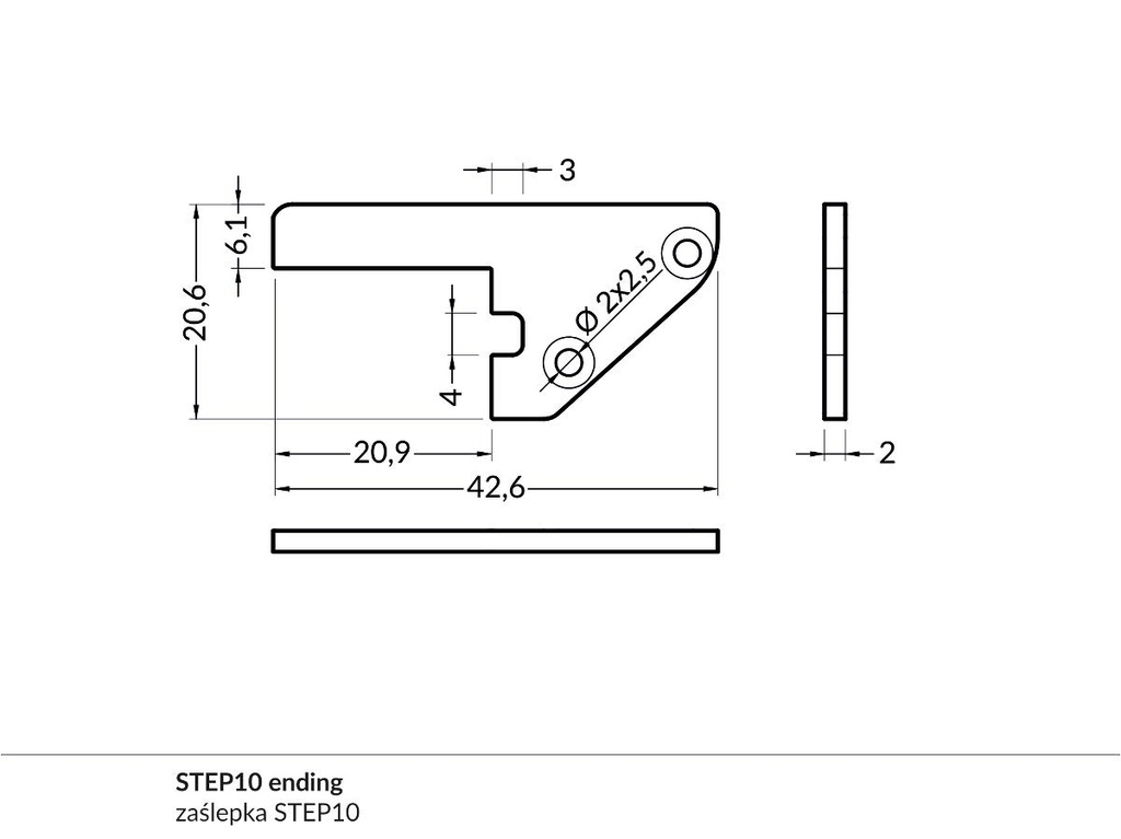 DIOFLEX Endestykke grå f/STEP10 2 stk.