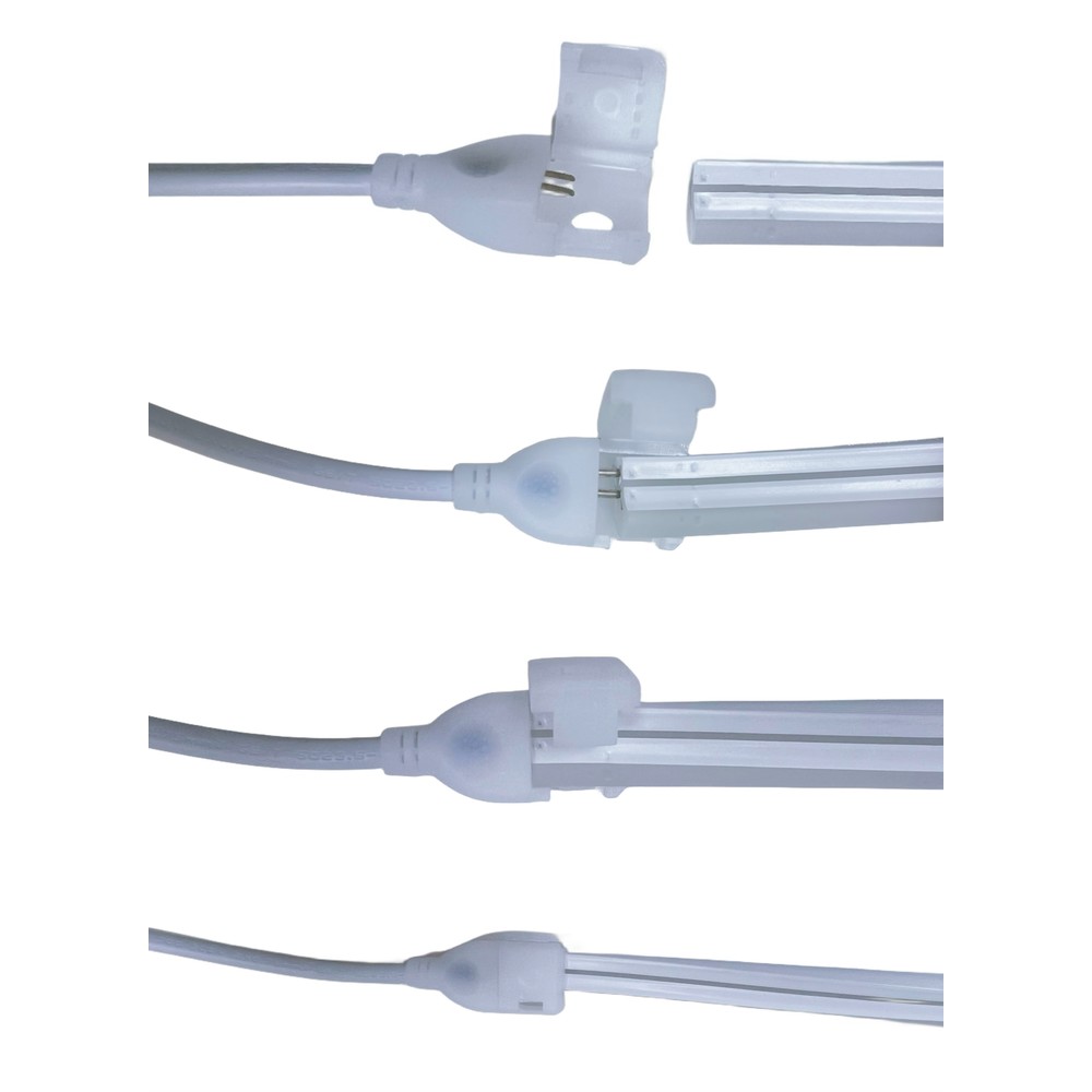 Hvid 8x16 CLIP-ON Neon Flex LED Strip - 9W pr. meter, IP67, 230V