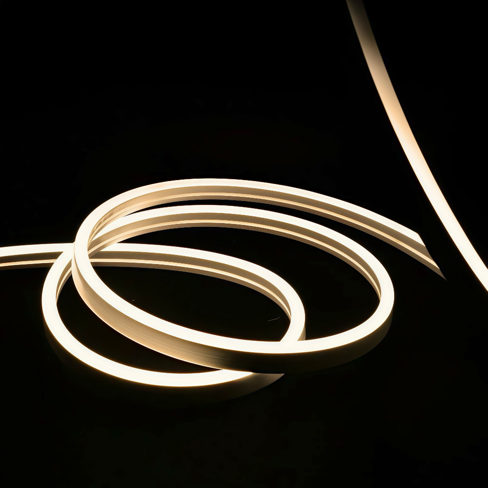 Hvid 8x16 CLIP-ON Neon Flex LED Strip - 9W pr. meter, IP67, 230V