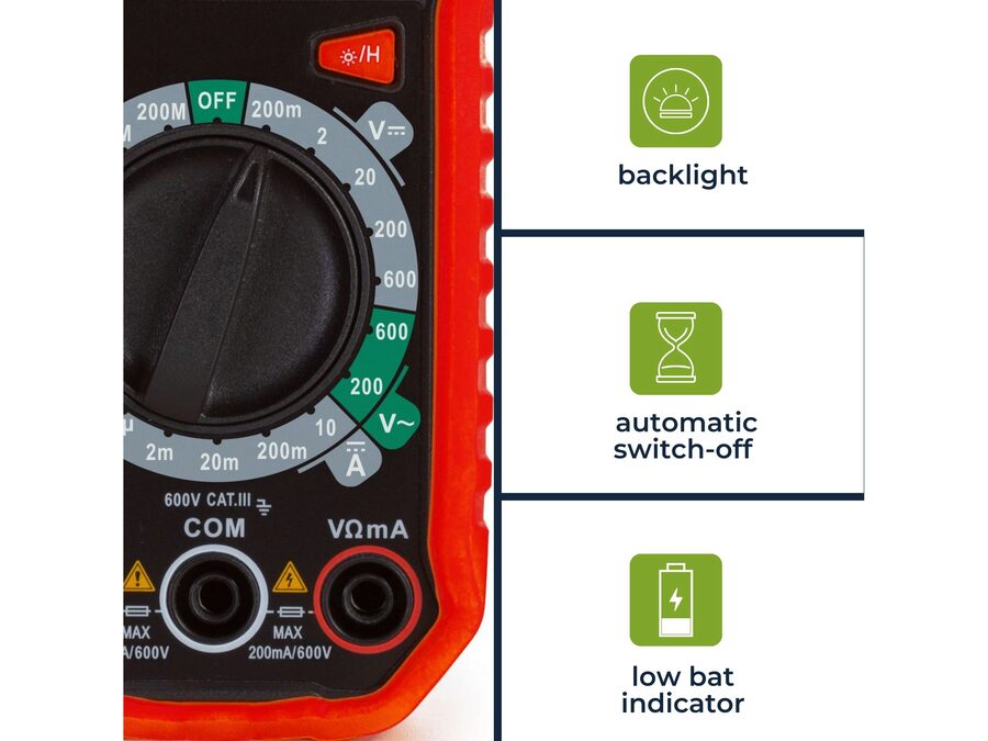 DVM010 Digitalt multimeter - CAT III 600V, 10A
