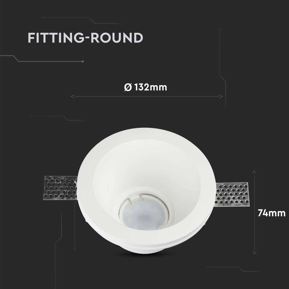 GU10 Gips Lampe - Rund, Hvid