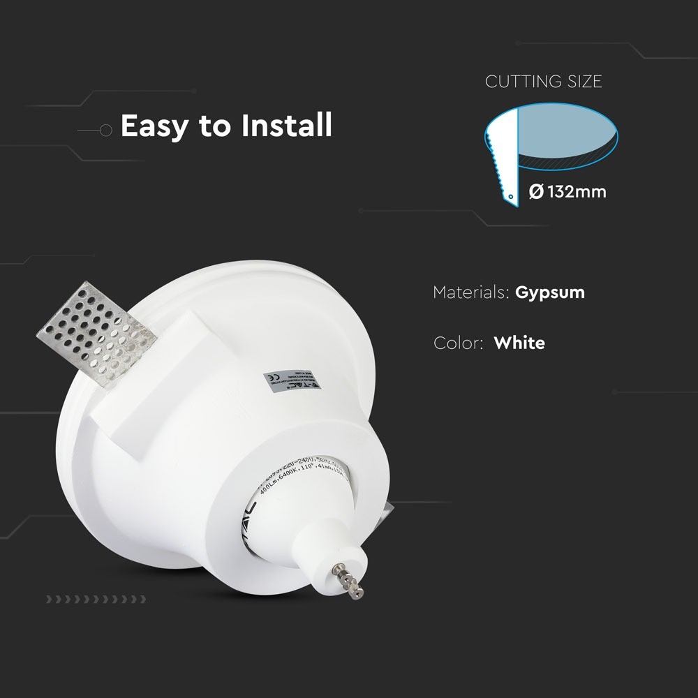 GU10 Gips Lampe - Rund, Hvid
