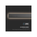 23W Lineært LED Væglys med Sort Hus, 3000K, IP65