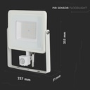 PIR-sensor projektør 50W med Samsung chip, 3000K, hvid hus - Professionel belysning til udendørs brug