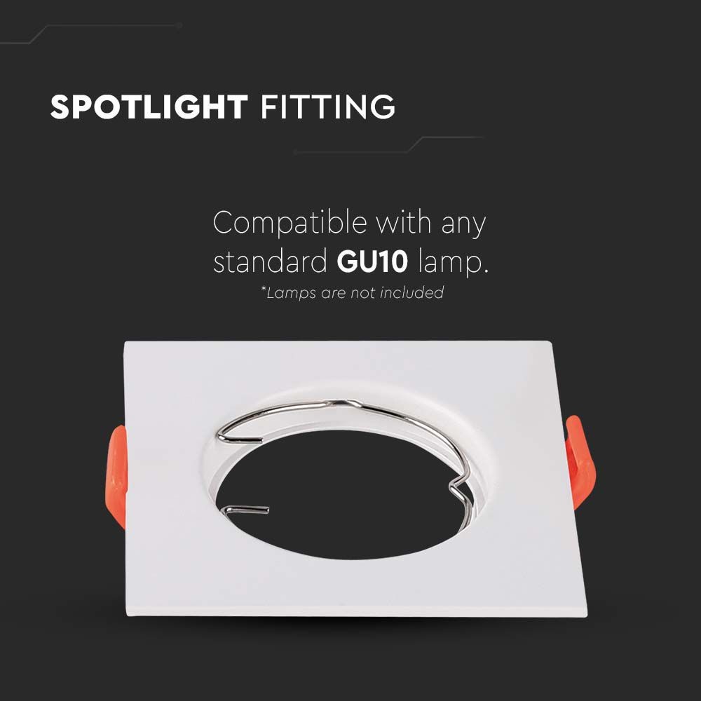 V-Tac Pro GU10 lampe - firkantet, hvid - 3 års producentgaranti