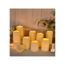 9-pak LED Udendørs bloklys med fjernbetjening, batteri og timerfunktion - Ø5,5cm Højde: 13/15/17,5cm, trådløs og vandtæt