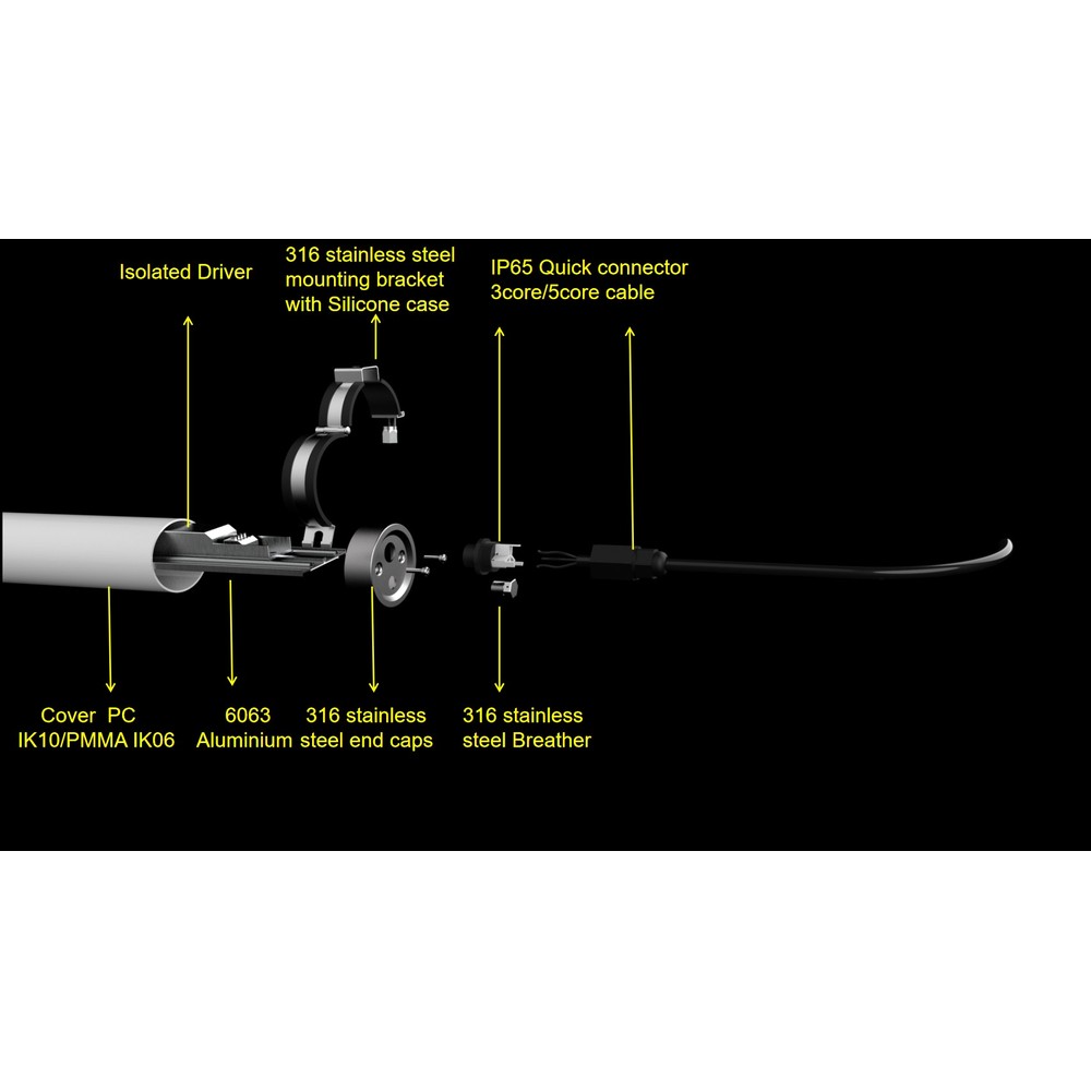 Dura69 LED-armatur - 21W, 60 cm, IP69, IK08, 1-10V, RA90