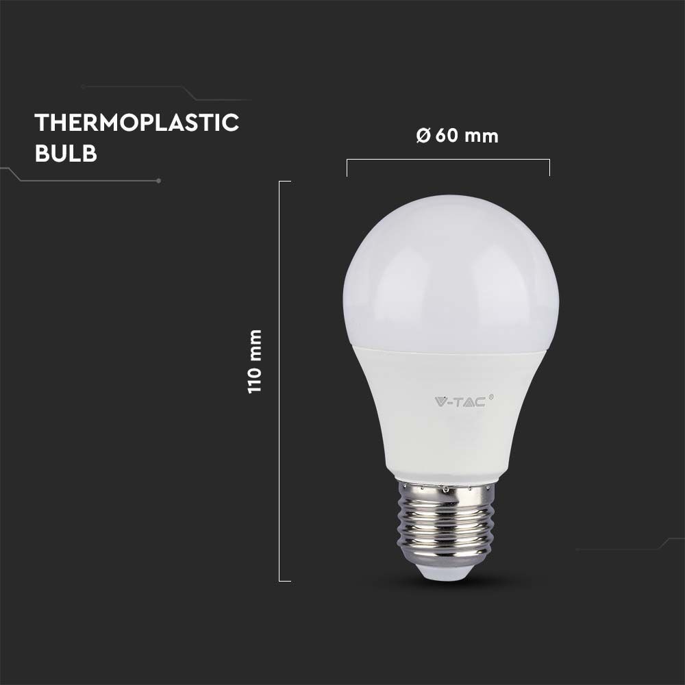 LED Pære E27 10,5W - Plastik, 3000K, 1055lm, RA80, A60 Design
