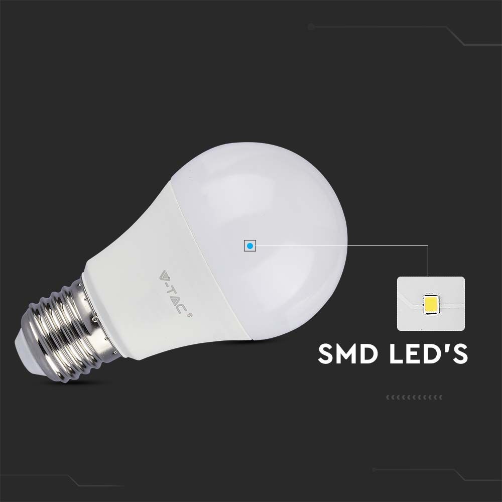 LED Pære E27 10,5W - Plastik, 3000K, 1055lm, RA80, A60 Design