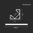 Monteringssæt til LED Strip PCB 12mm Hjørne Diffuser, 2000x19x19mm, Hvid