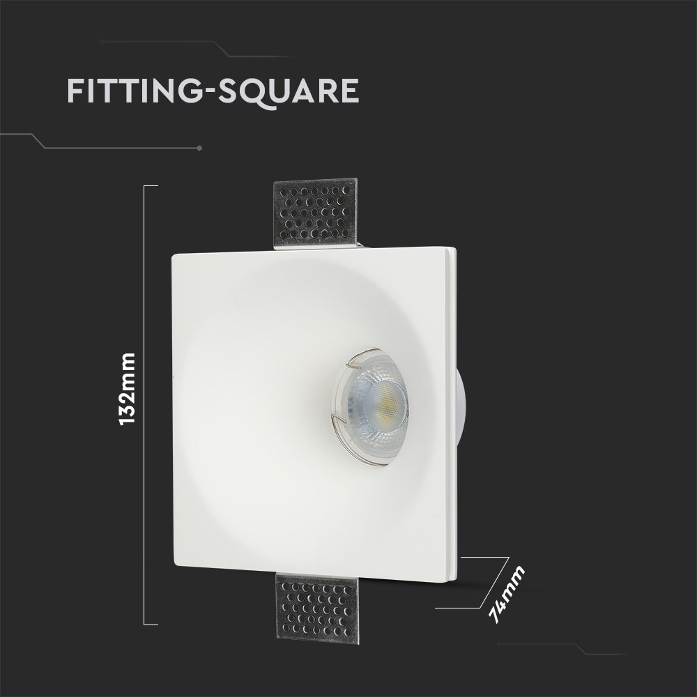Hvid kvadratisk GU10 Gips Lampe til loftmontering - Moderne design til dit hjem!