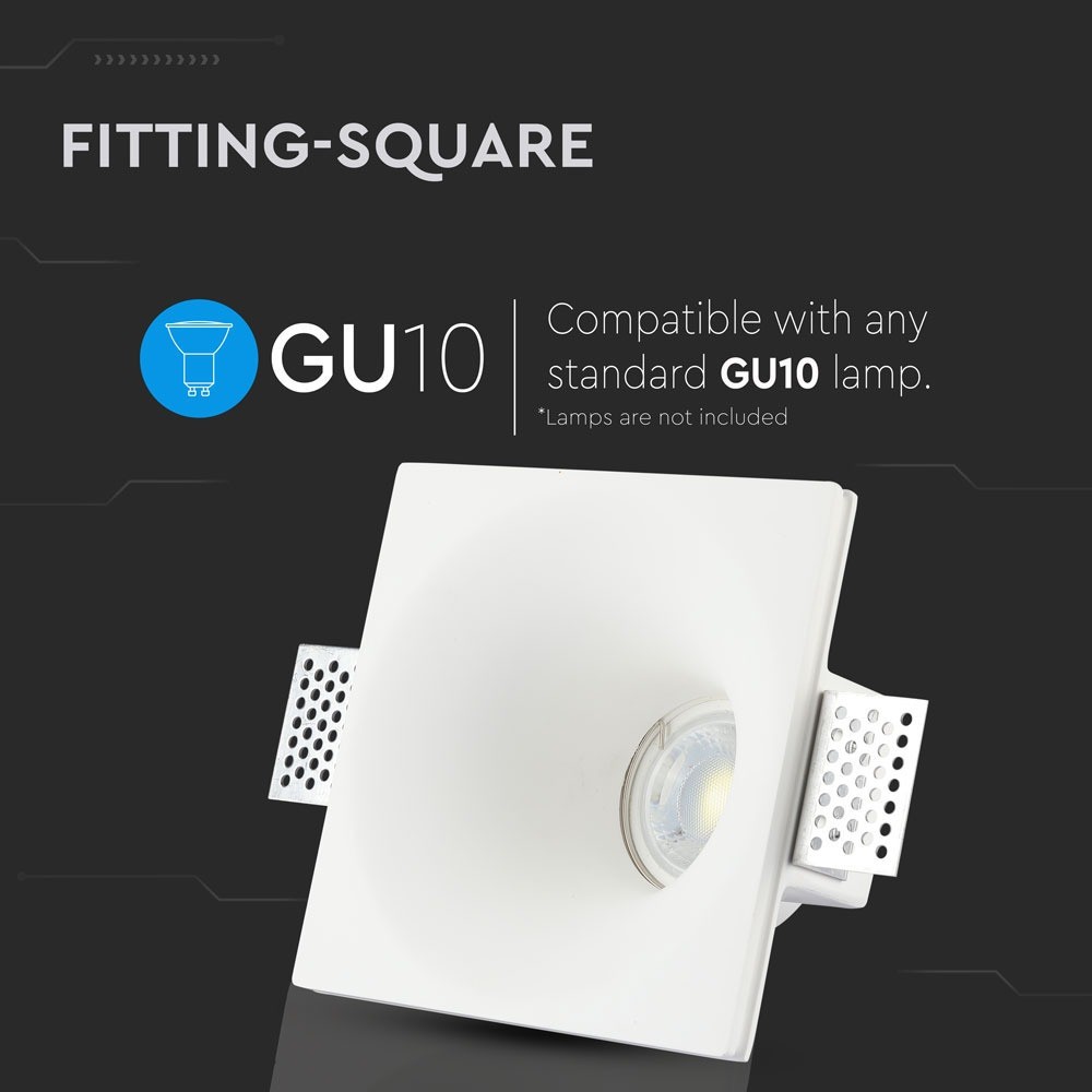 Hvid kvadratisk GU10 Gips Lampe til loftmontering - Moderne design til dit hjem!