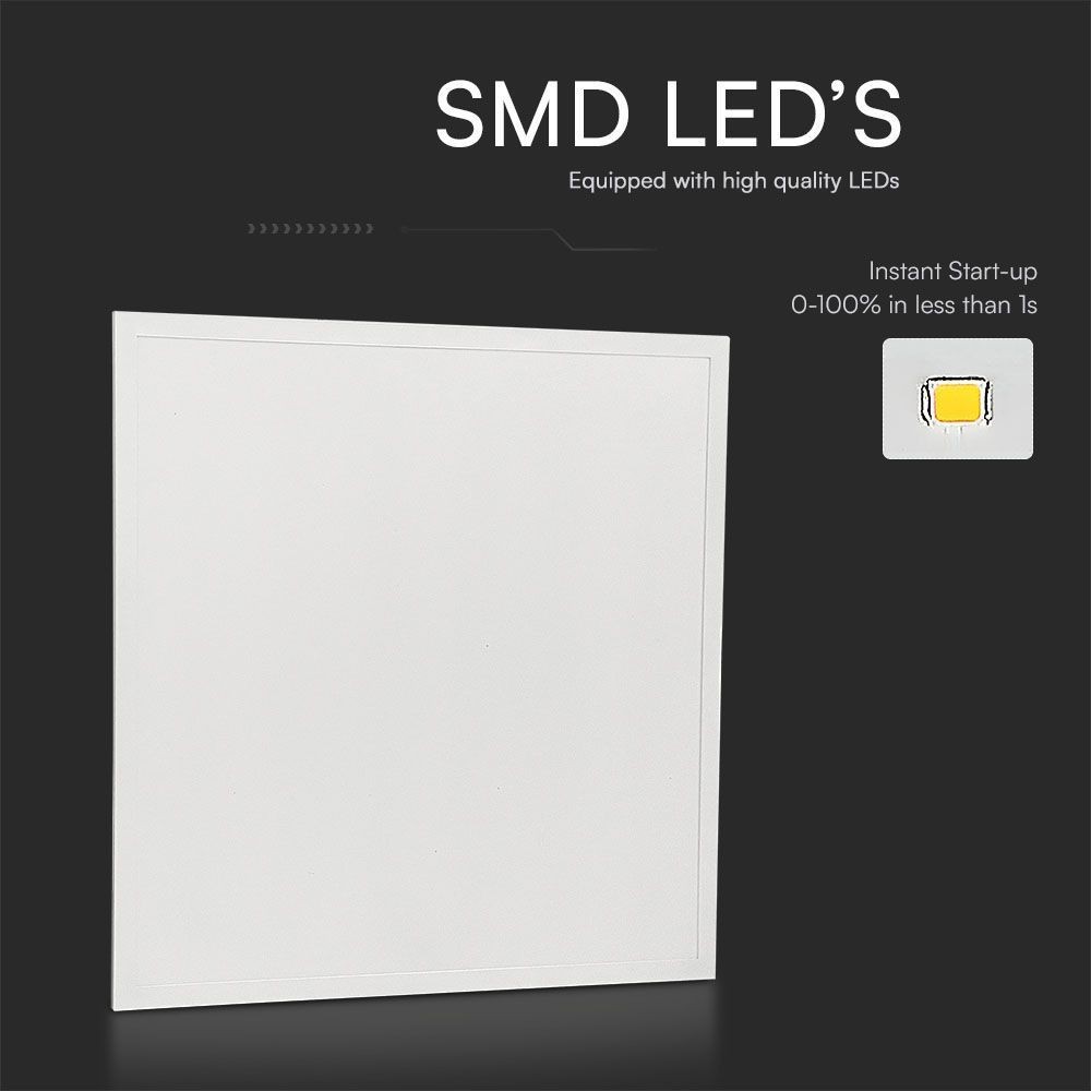 V-Tac 60x60 LED panel med bagbelyst kant - 25W, 180lm/w, hvid kant