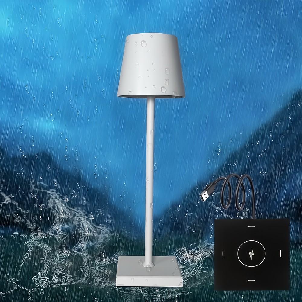 Candela LED bordlampe med trådløs opladning - Hvid, IP54, touch dæmpbar, inde/udendørs