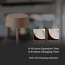LED bordlampe 2W i Corten-finish med varm hvidt lys (3000K) og beskyttelse mod vandstænk (IP54)
