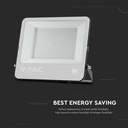 200W Samsung chip projektør med 1m ledning, 6500K, sort hus og grå matteret glas