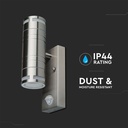 Glas væglampe med sensor GU10 rustfrit stål hus (H:21,5 cm) - 2-vejs, IP44