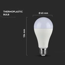 A65 LED Pære 17W E27 - Plastiklys, 6500K, 200D, 1710lm, RA80