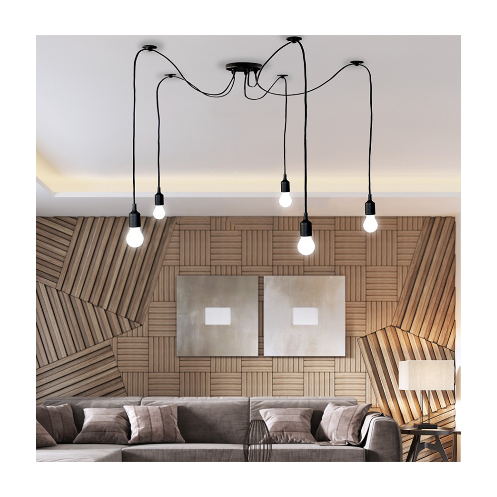 Edderkoppe loftslampe med E27 fatning og 1,5 meter stofledning - 230V输入