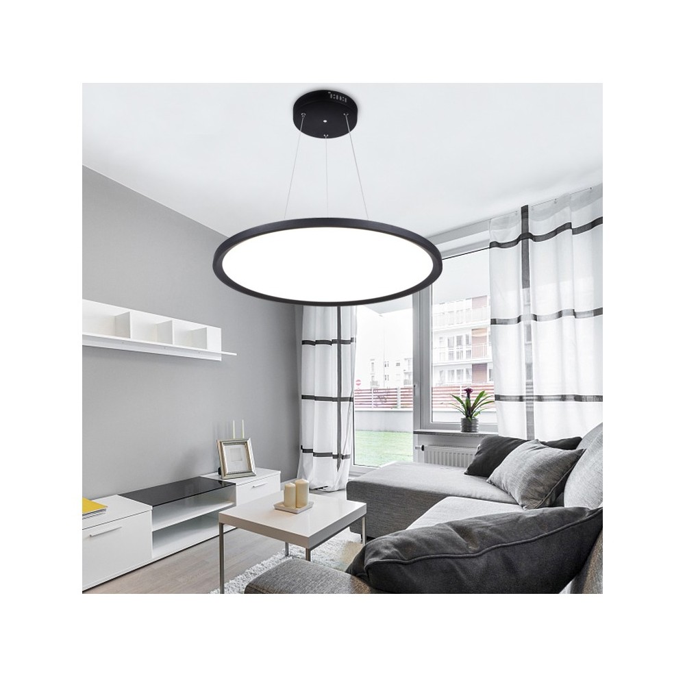 40W LED rundt panel, sort, Ø60 inkl. wireophæng - 4000lm, RA80