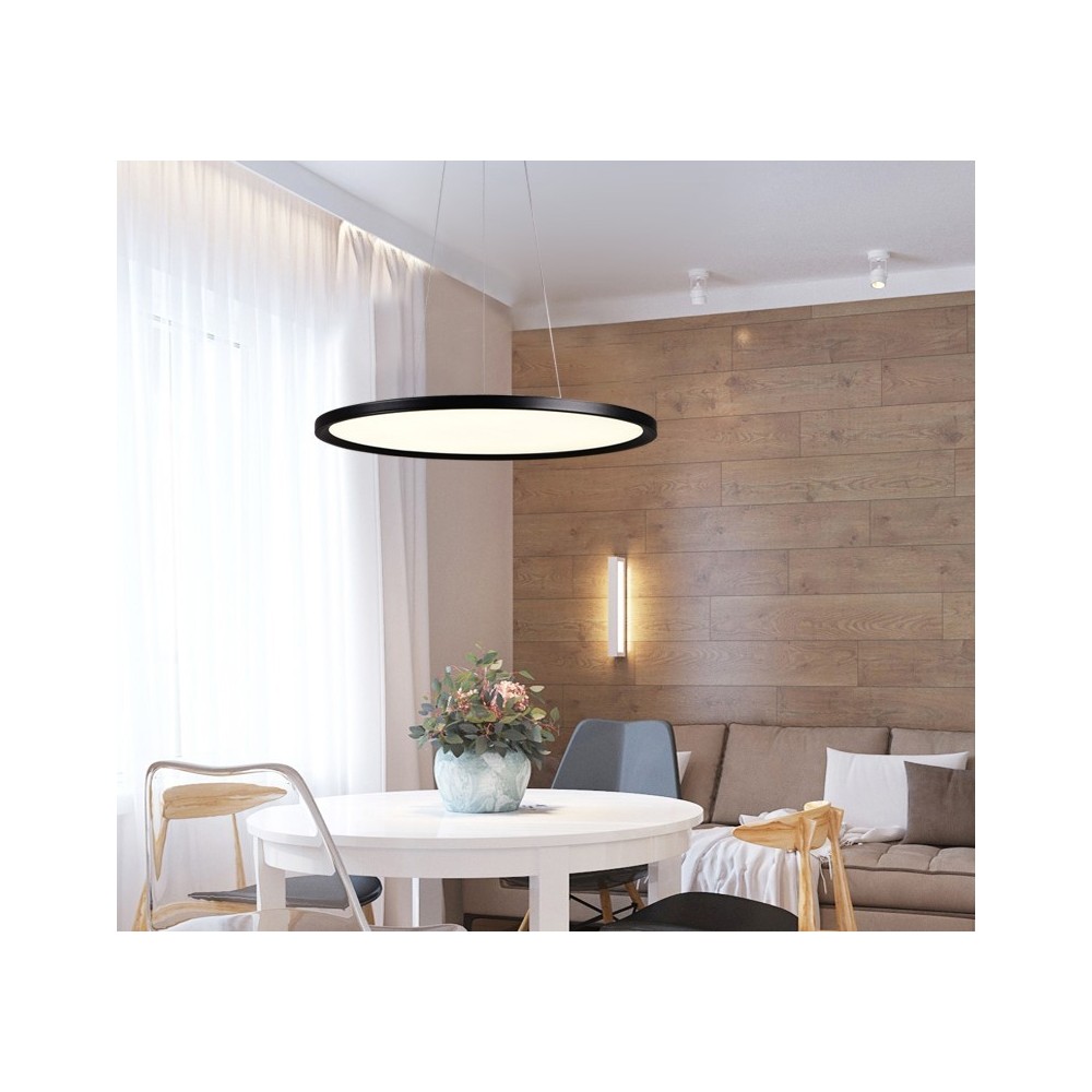 40W LED rundt panel, sort, Ø60 inkl. wireophæng - 4000lm, RA80