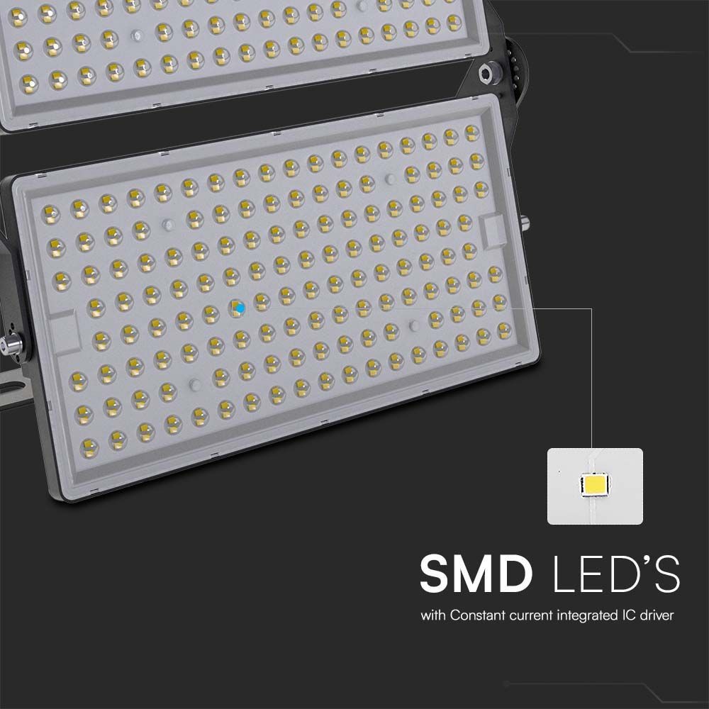 500W LED projektør med super høj effekt og 1m kabel - Sort hus, IP65, 6500K, 135lm/W