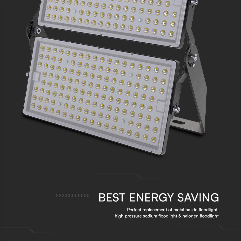500W LED projektør med super høj effekt og 1m kabel - Sort hus, IP65, 6500K, 135lm/W