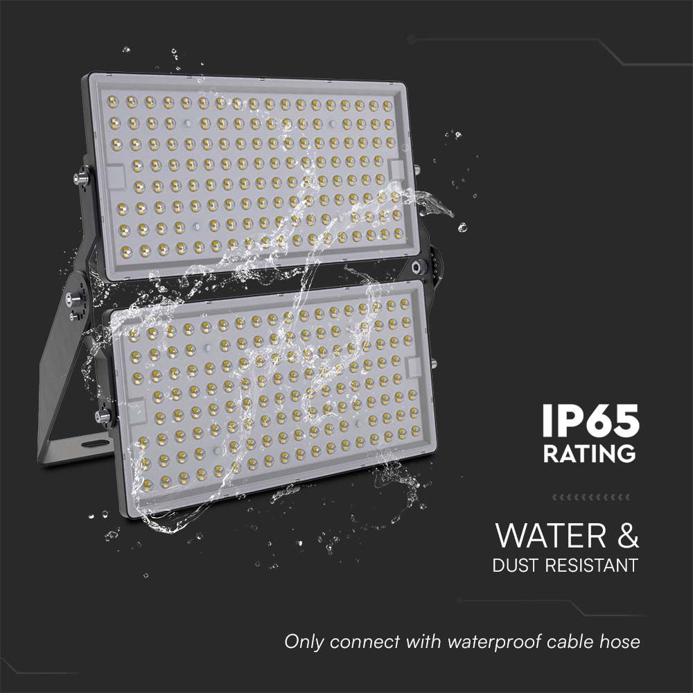 500W LED projektør med super høj effekt og 1m kabel - Sort hus, IP65, 6500K, 135lm/W