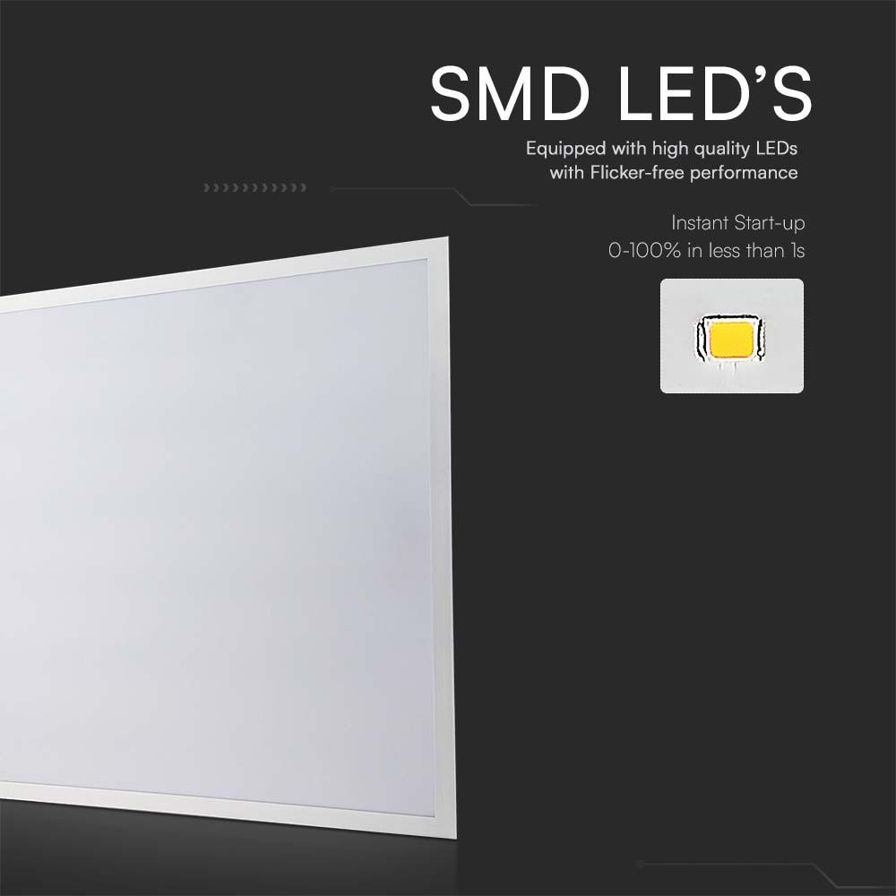 V-Tac 60x60 LED panel - 40W, 120lm/W, 5 års garanti, hvid kant