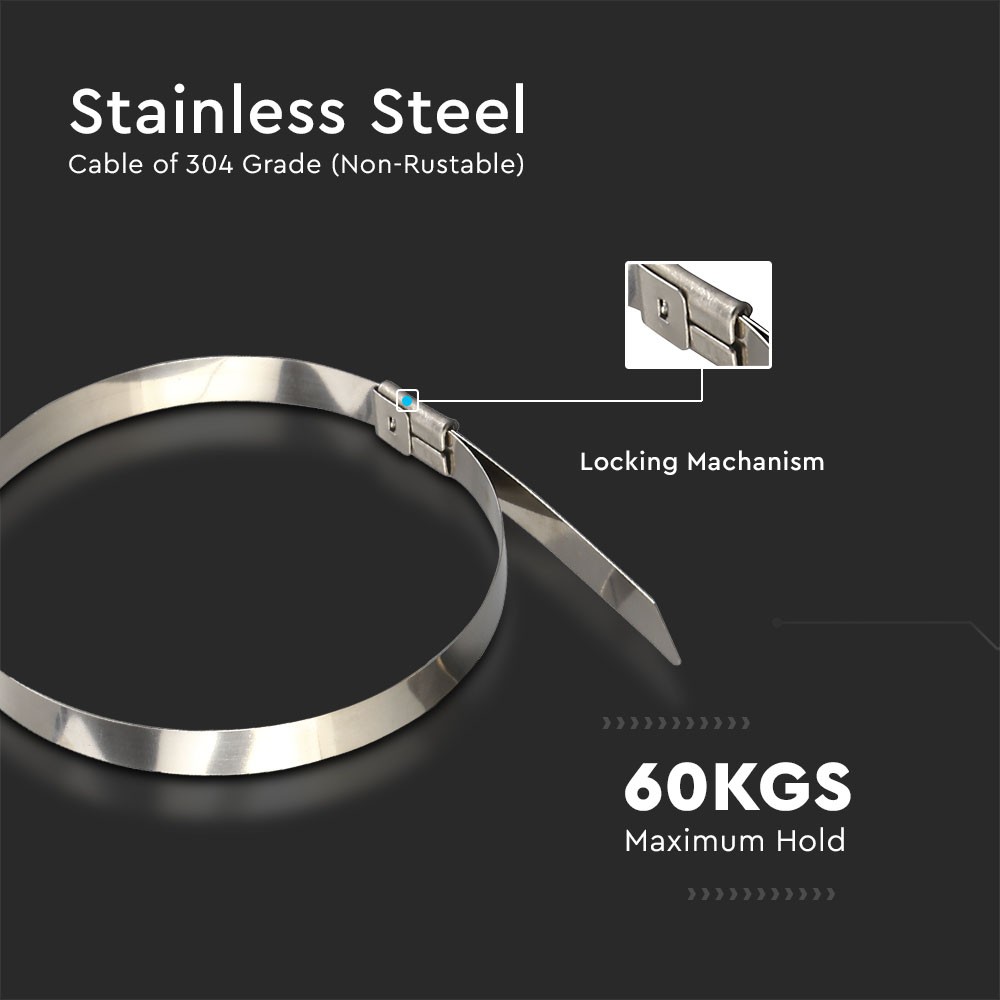 Kabelbindere - Rustfrit stål, 4,6*300 mm, 100 stk/pakke