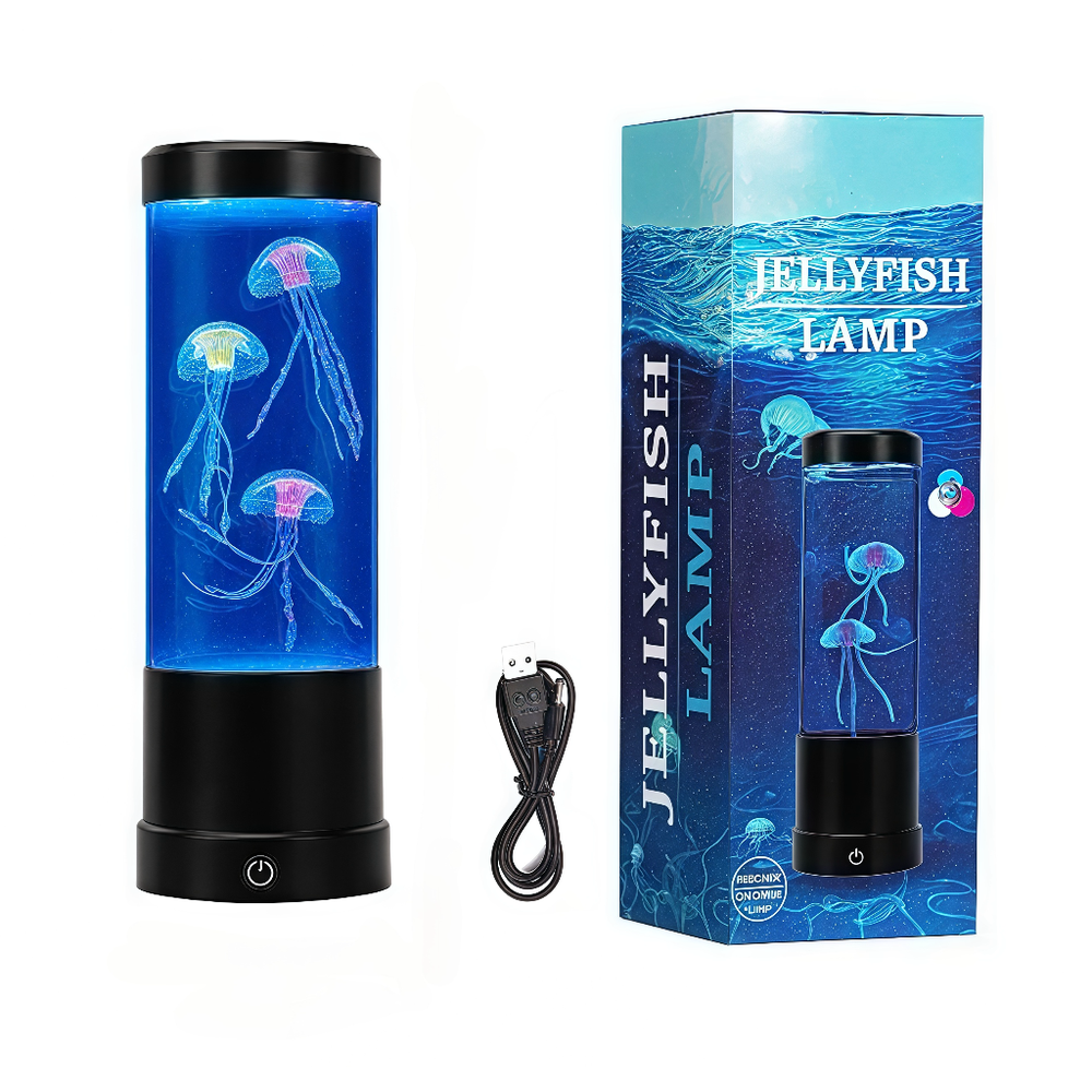 Jellyfish RGB lampe - 25cm høj, Ø9 cm, 2W effekt - perfekt til børn og barnlige sjæle