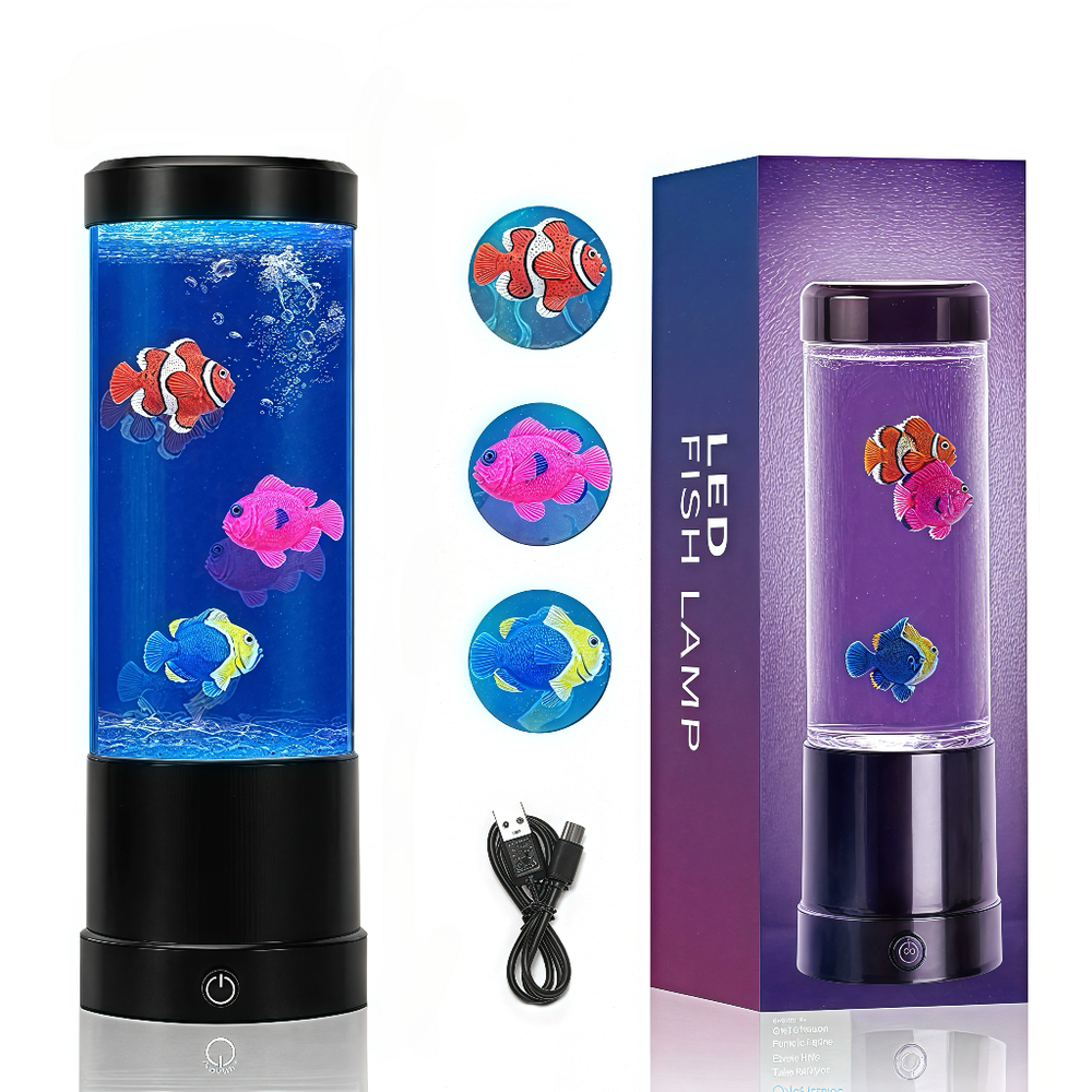 Fiskelampe RGB 23cm høj - Ø9 cm (perfekt til børn og barnlige sjæle)