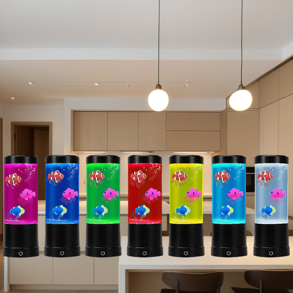 Fiskelampe RGB 23cm høj - Ø9 cm (perfekt til børn og barnlige sjæle)