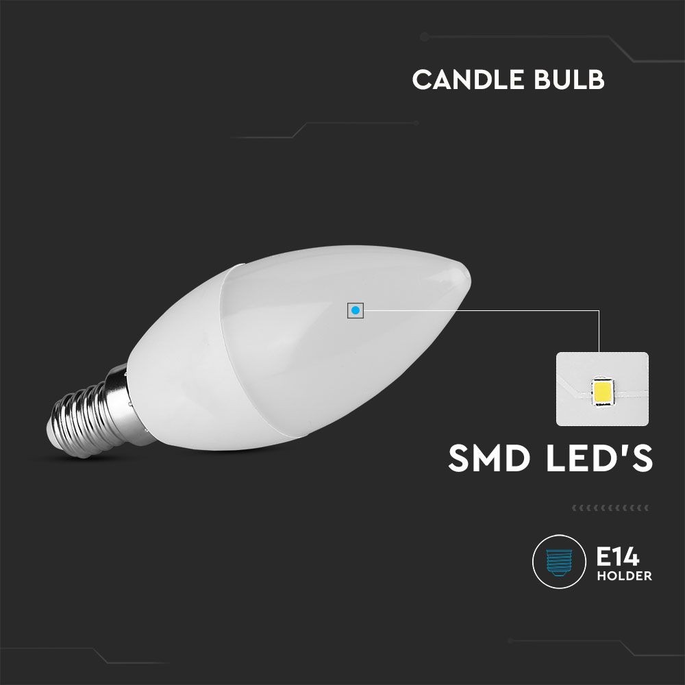 C37 LED Pære 3,7W E14 - Plastik, Samsung Chip, 3000K - 5 års garanti