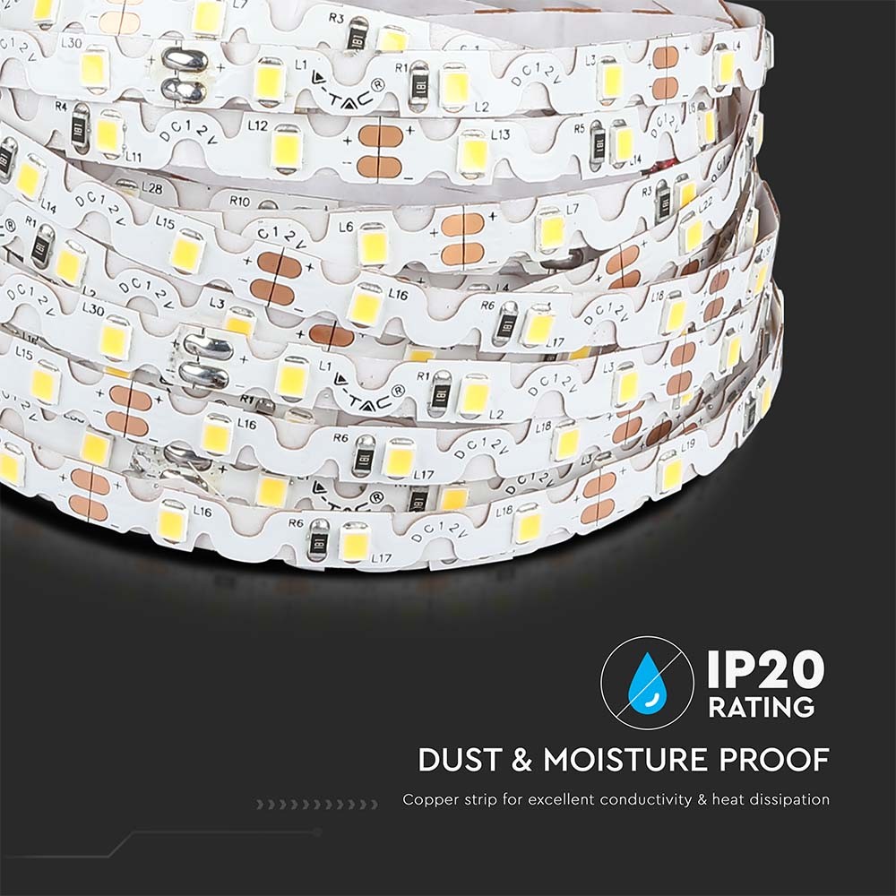 LED S-formet Stripelys 5W/m 3000K 12V IP20 5m/rulle