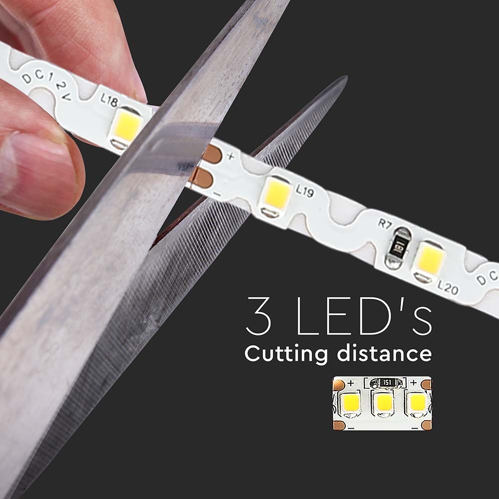 LED S-formet Stripelys 5W/m 3000K 12V IP20 5m/rulle