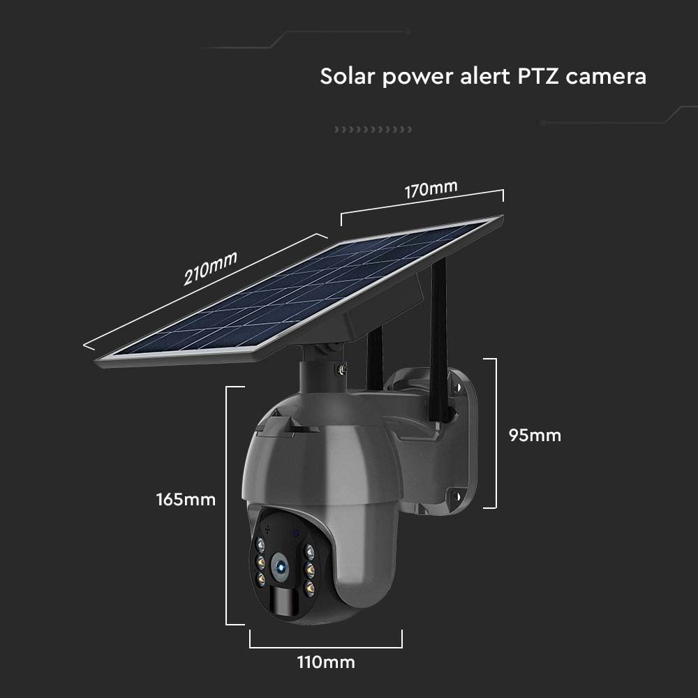 Trådløs HD Smart Solar Energi PTZ Kamera med Sensor i Sort til Hjemmet